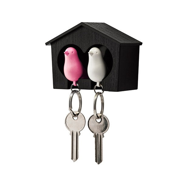 Llavero de Gorrión - Casita doble - Negra