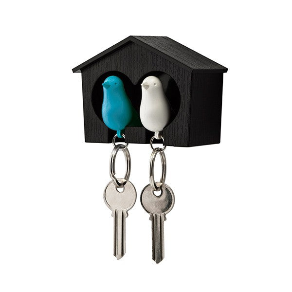 Llavero de Gorrión - Casita doble - Negra
