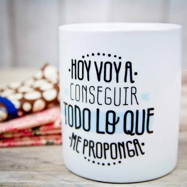 Taza con mensaje motivador