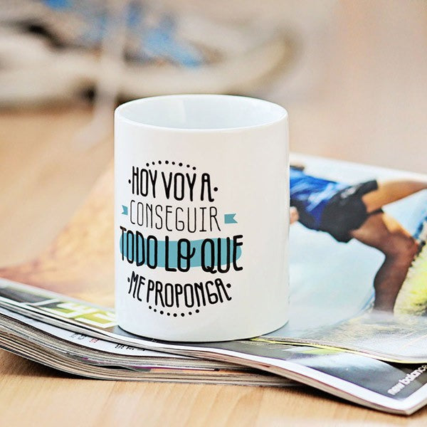Taza con mensaje motivador