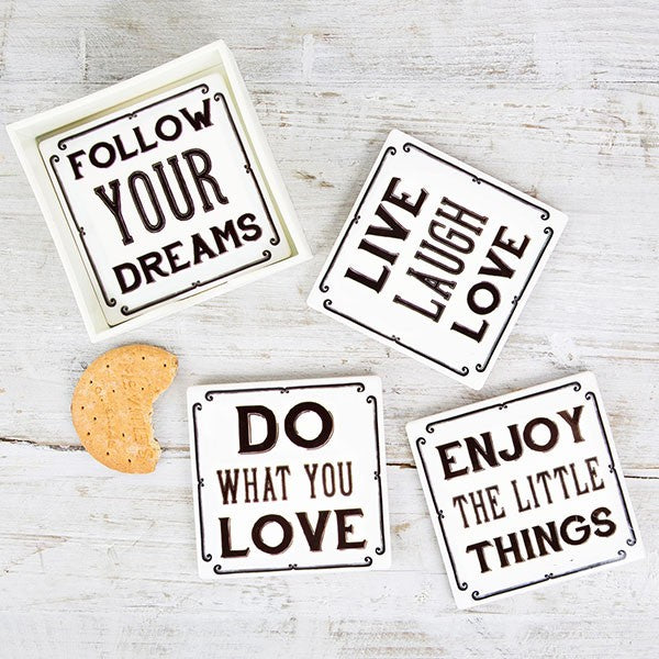 Coasters with positive messages