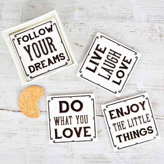 Coasters with positive messages