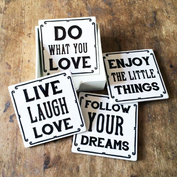 Coasters with positive messages