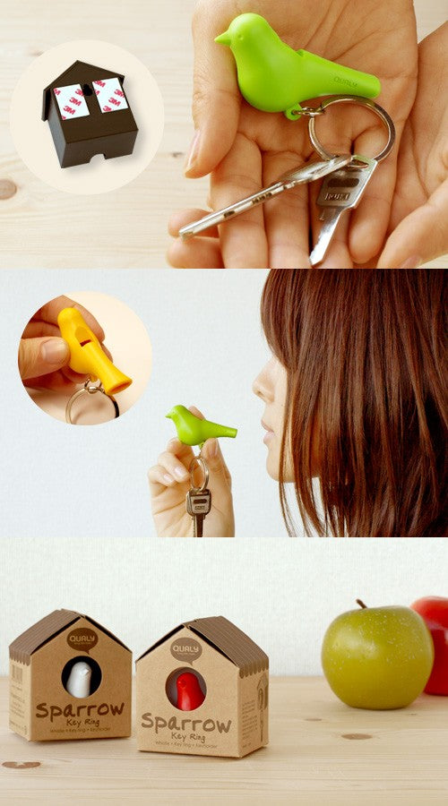 Sparrow keyring with whistle