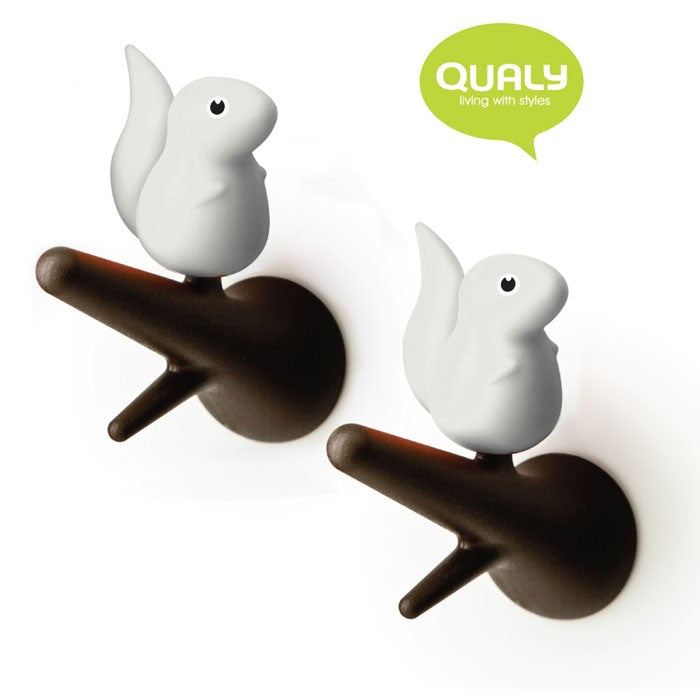 Wall Hook Squirrel - Set of 2 (white-brown)