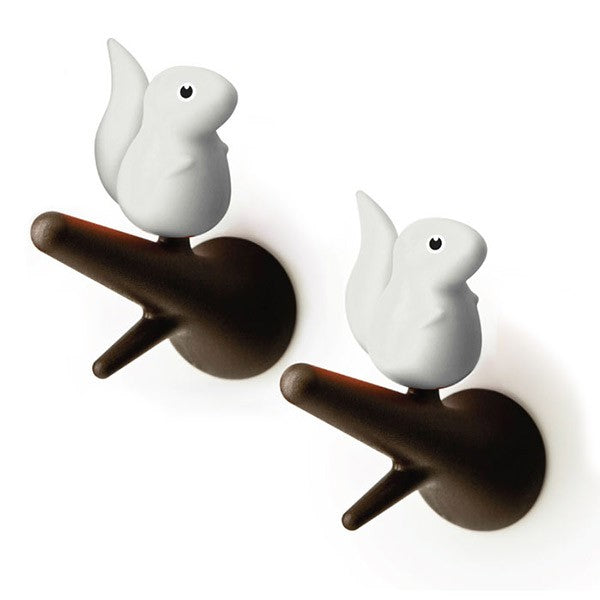 Wall Hook Squirrel - Set of 2 (white-brown)