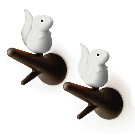 Wall Hook Squirrel - Set of 2 (white-brown)