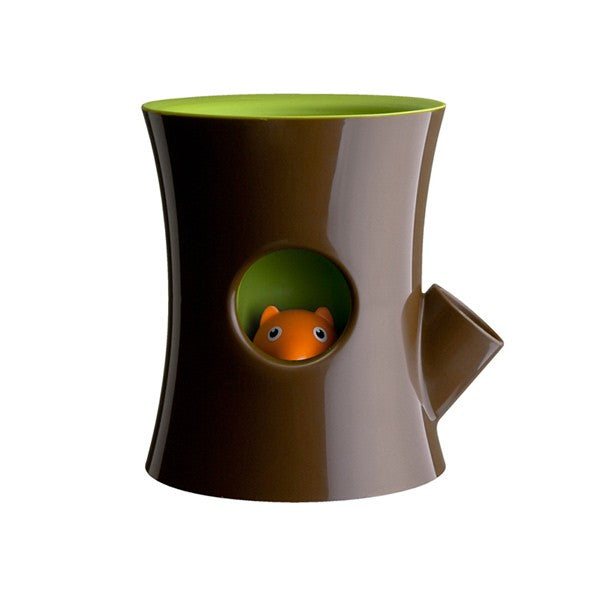 Self watering flowerpot - Brown Log and Squirrel