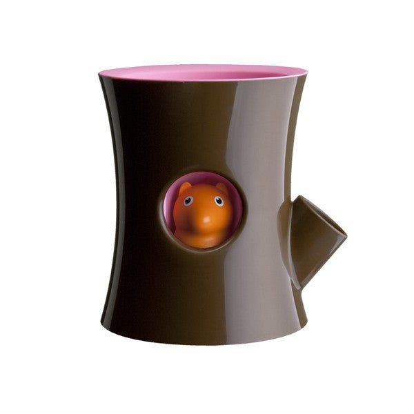 Self watering flowerpot - Brown Log and Squirrel