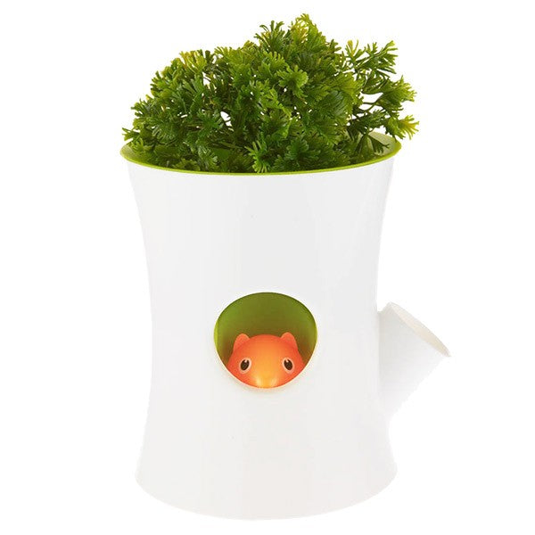 Self watering flowerpot - White log and squirrel
