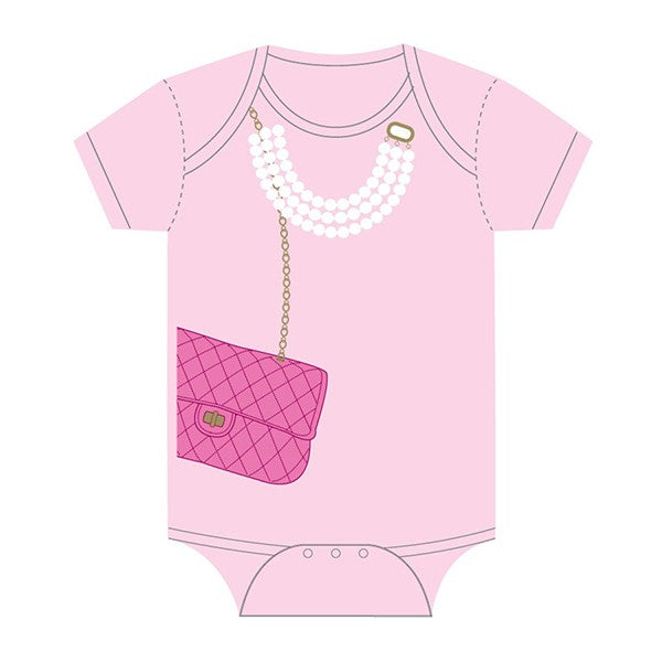 Body Bebé - Bolsa rosa y perlas