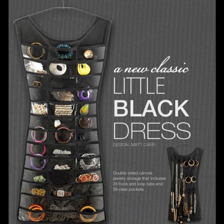 BLACK Two Sided Hanging Dress with Pockets Jewelery Organizer FREE SHIP! NOB 