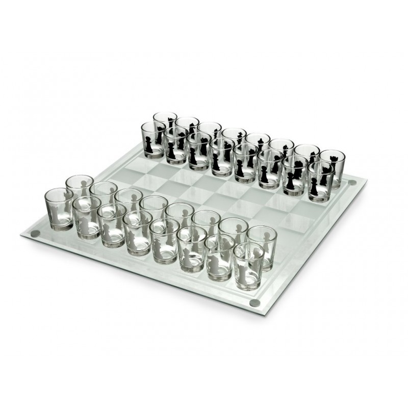 Novelty Glass Chess Set Small Shot Drinking Game Glass Chess Board UK STOCK 